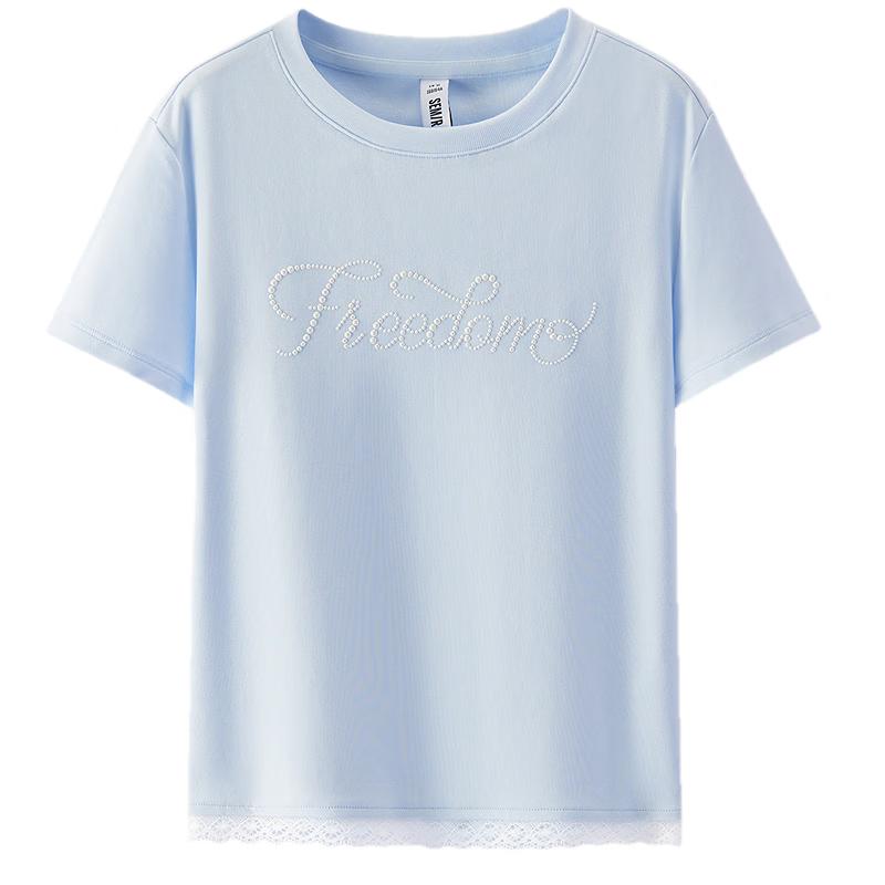Semir Women s Lace Trim Short Sleeve T-shirt S