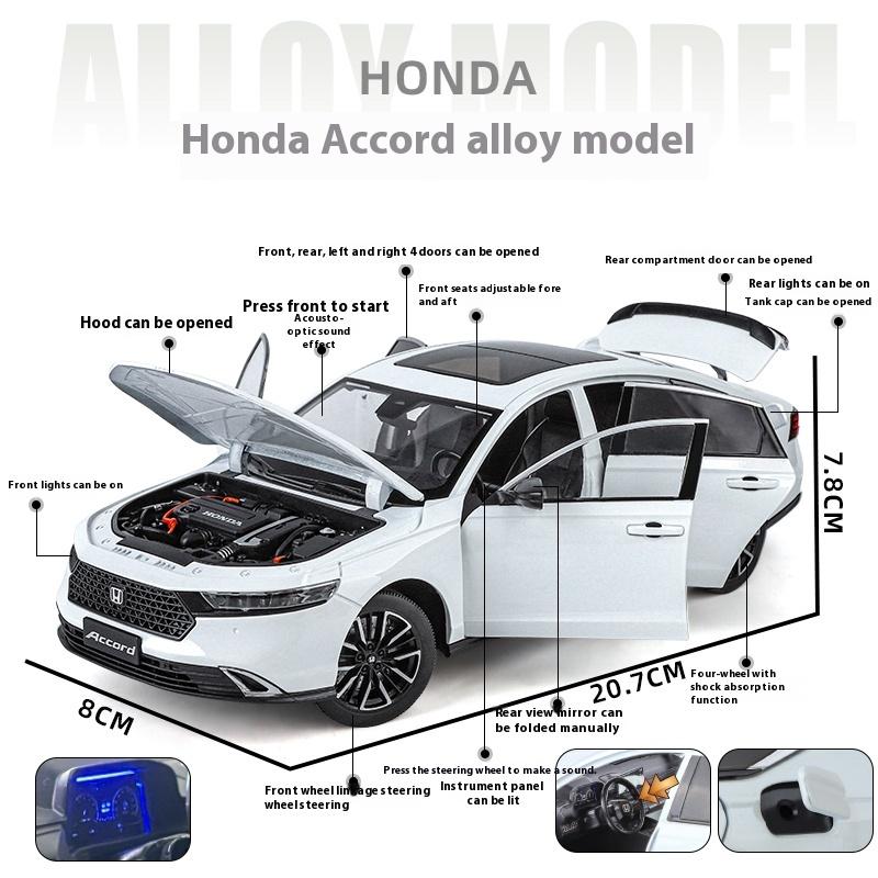 1:18 HONDA Accord Alloy Miniature Model Diecast Toy Car High Simulation Collectible Children Toy Car Sound And Light Holiday Toy