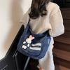 Wenyi Fan Large Capacity Shoulder Women's Bag Middle School Student Class Denim Crossbody Bag Commuter Work Handbag Women