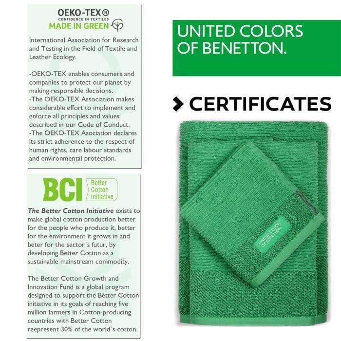 Serviettes de toilette - CASA BENETTON - Lot de 3 pièces - 100% coton - 450 g/m2 - Vert