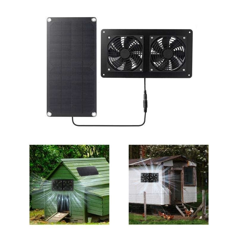 10W Solar plate Powered Exhaust Fan Cooling Ventilator Solar Exhaust Fan for Dog Chicken House Greenhouses Enduring