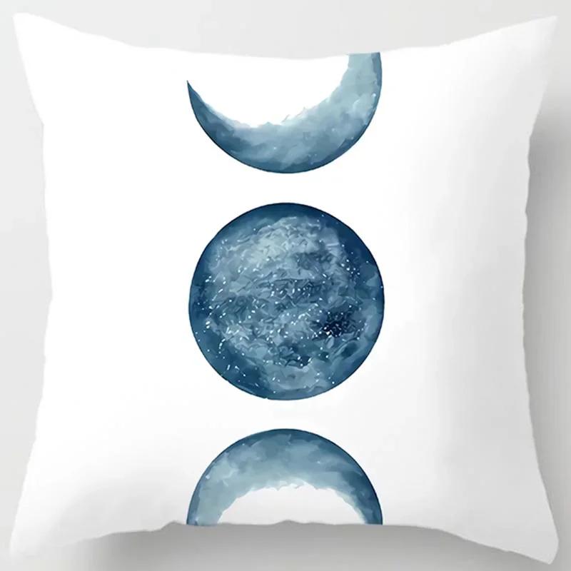 Home Decor Blue Style Printed Square Polyester Pillowcase For Bedroom Living Room Car Sofa Cushion Cover 45X45CM