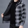 Men Jacket Plaid Pattern Breathable Polyester Sweater Hoodie for Winter