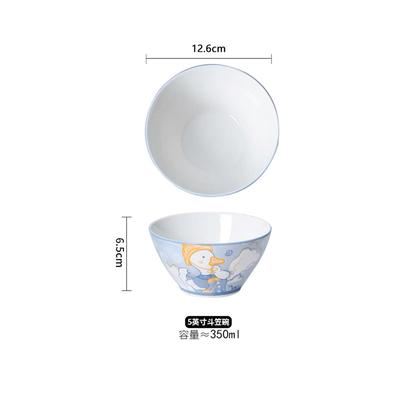Cartoon Duck Ceramic Bowl High Value Tableware Household Rice Bowl Salad Bowl Underglaze Color Fish Plate Baking Plate Wholesale