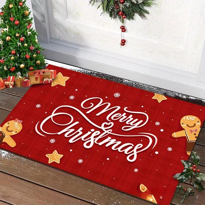 1Pc Christmas Floor Mat Santa Floor Mat Door Mat Door Mat Living Room Decorative Carpet Bathroom Stain Resistant Floor Mat