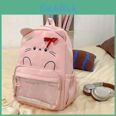 Bow Cute Cartoon Backpack For Teens With Nylon Material For Daily Use