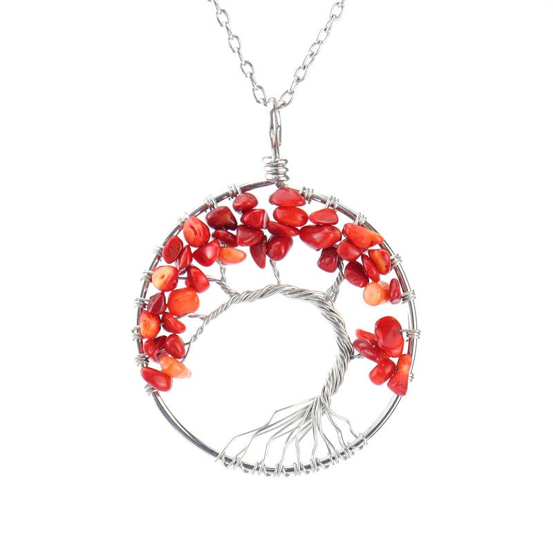 Amethyst Tree of Life Pendant with Colorful Stone Accent