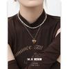 Autumn and Winter Tiger's Eye Stone Love Pearl Necklace Women's Double Layer Stacked Gold Clavicle Chain Niche Pendant
