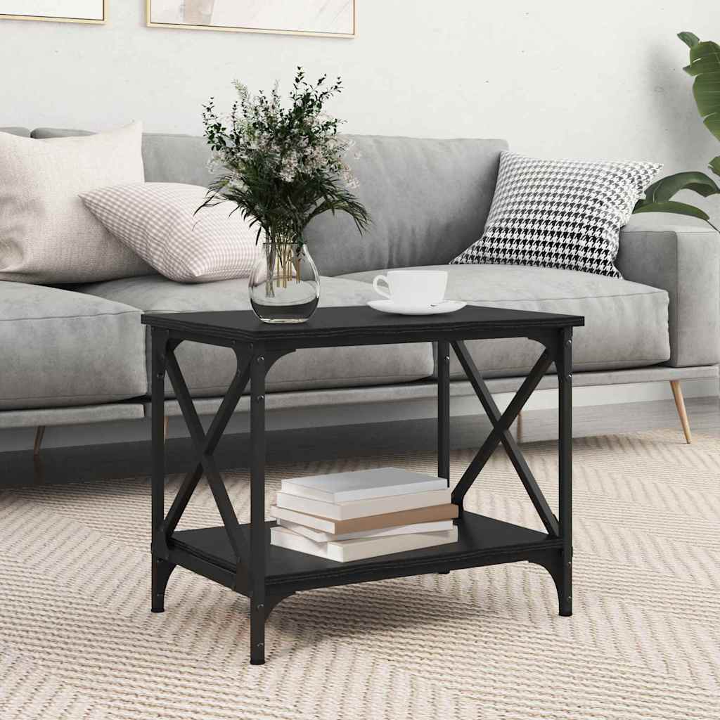 Side Table Black Oak Effect 55 X 38 X 45 Cm