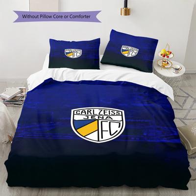 FC Carl Zeiss Jena Muster Bettwäsche Set Bettbezug Kissenbezug Heimdeko Geschenk (1 Bettbezug + 2 Kissenbezüge, ohne Füllung)