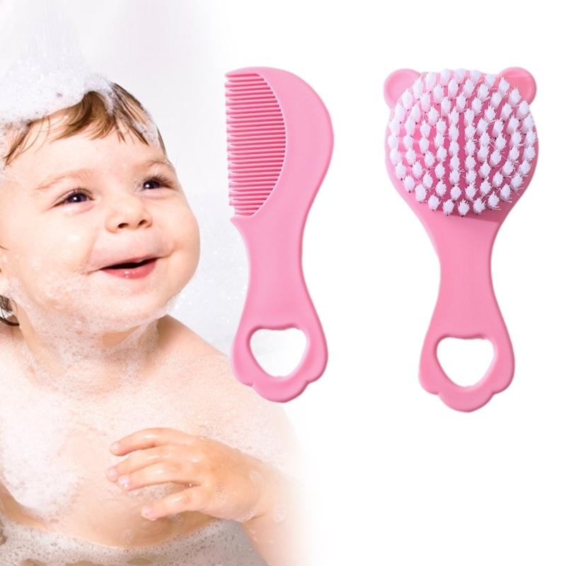 Infant Comb Kit with Hairbrush for Delicate Skin Feature Lovely Bear Pattern New Parents Essential Hair Care Tools