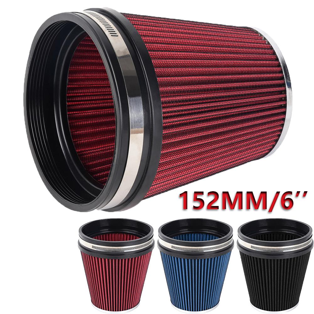 Universal 6 Inch 152mm Car High Flow Air Filters Replacement Cold Air Intake Sport Racing Washable Air Filters Auto Accessories