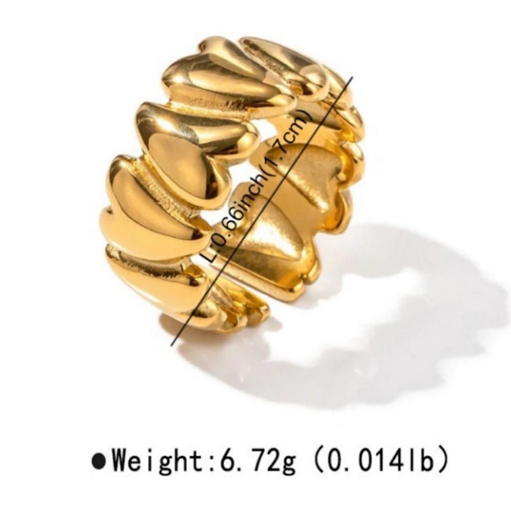 Hot Stainless Steel Geometric Heart Splicing Ring Unisex Trendy Fashion Versatile Personality Temperament Jewelry Gift