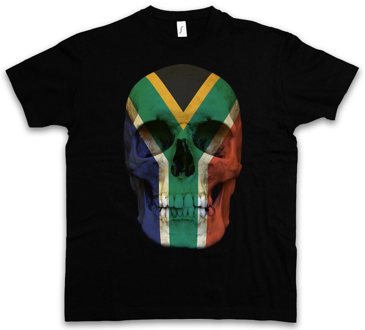 CLASSIC SOUTH AFRICA SKULL FLAG T-SHIRT Biker MC Banner Shirt Sizes S 5XL XL