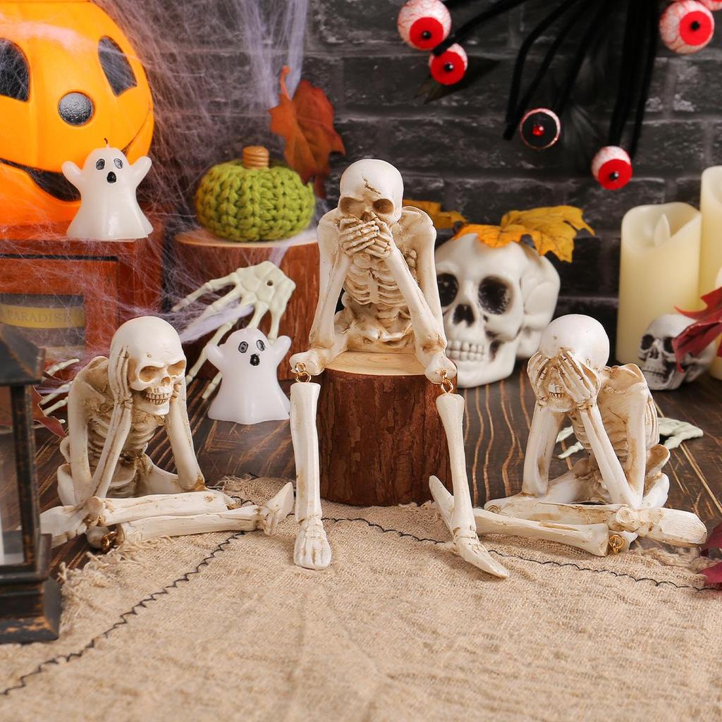 Halloween Skeleton Resin Figurine - Hear No See No Speak No Evil