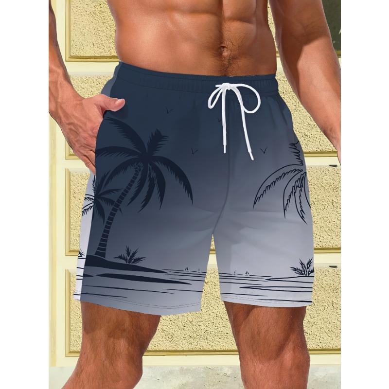 Palm Tree Tropical Men's Resort 3D Printed Board Shorts Swim Trunks Pocket Comfort Breathable Short Hawaiian Style Holiday Beach