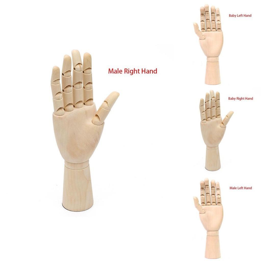 Elegant Wooden Right Left Hand Model For Sketching Drawing With Jointed Movable Fingers Mannequin