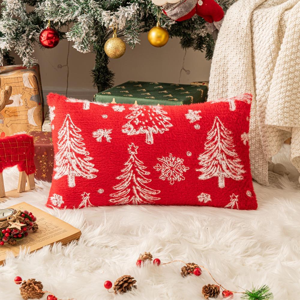 Delicate Christmas Pillowcase Soft Knitted Square Cover Xmas Tree Pattern Home Decor Case for Couch