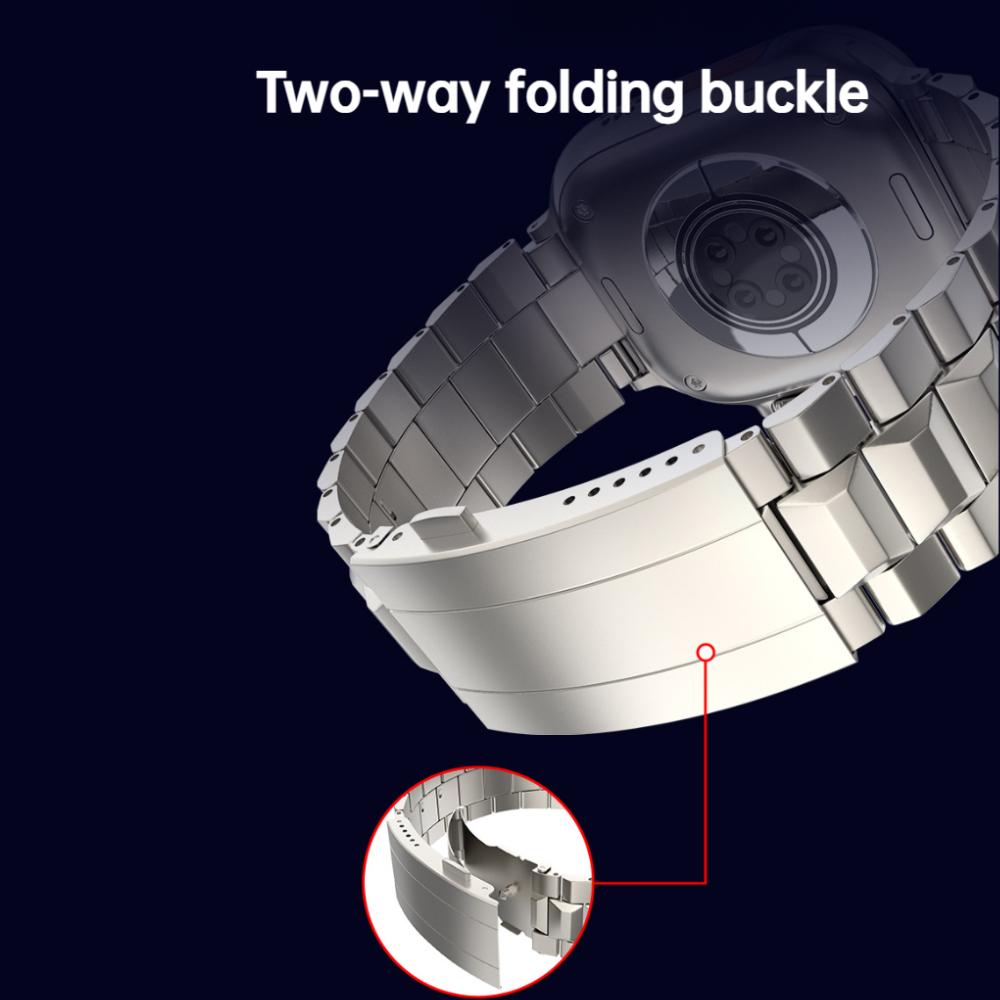 Business Titanium Strap For Apple Watch Series 10 46mm 42mm 45mm 44mm iWatch Ultra 49mm Bands SE Bracelet Turtle buckle Detachable Titanium Wristband