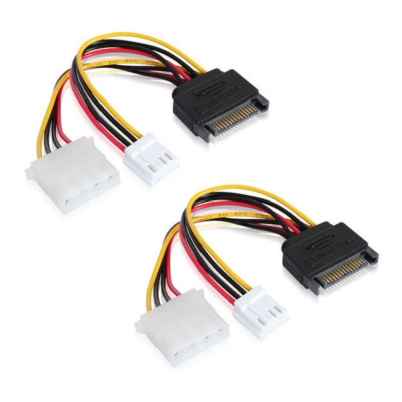 

20cm SATAs 15Pin Male To Large/Small 4Pin Y Cable Adapters With High Durability ABS Housing 1