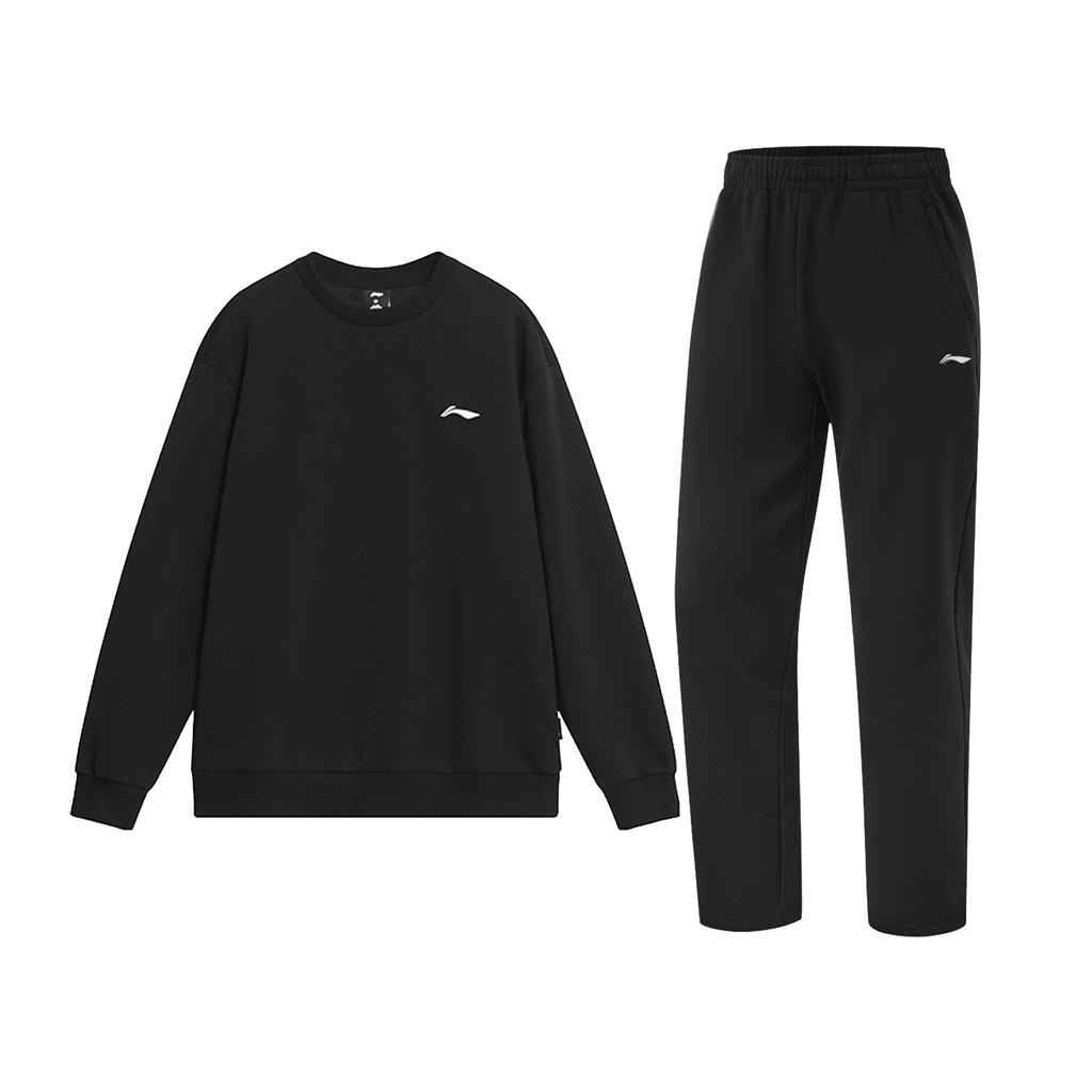 Li Ning Loose Fit Outdoor Running Sweatshirt Set Unisex Sweatshirt Black AWDUH59-E47