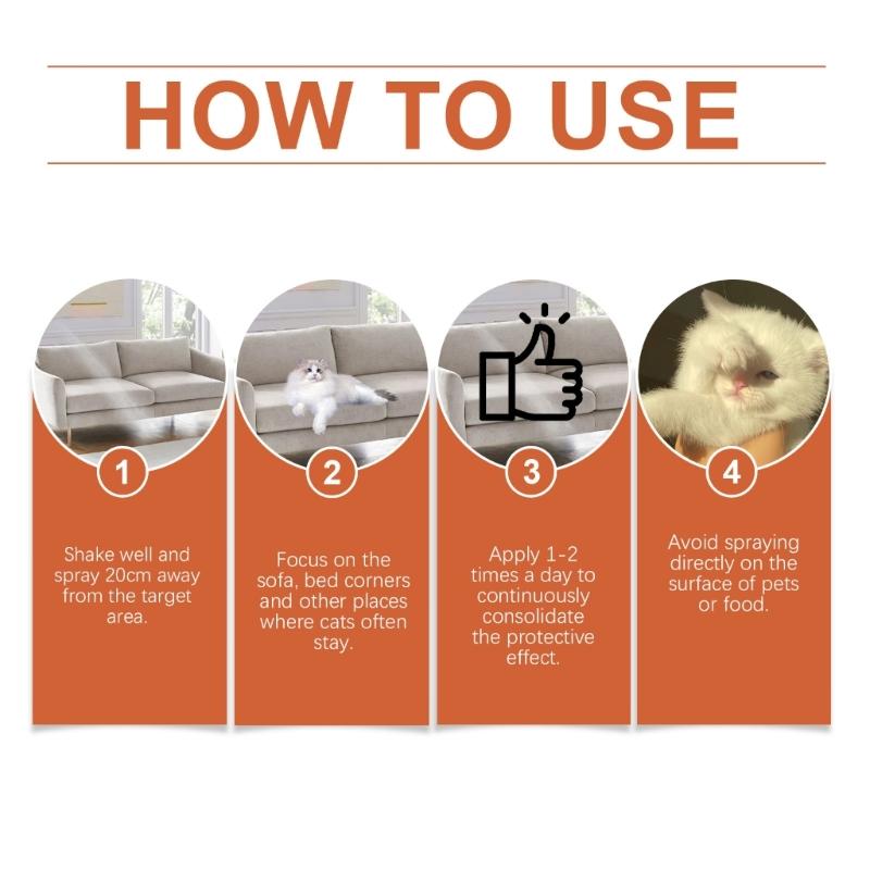 4 fl oz Sprays Disuasorios para Gatos Extractos Cítricos Seguros Uso Interior Exterior Prevenir Gatos Trepando Cama Daños por Orina Muebles Protector