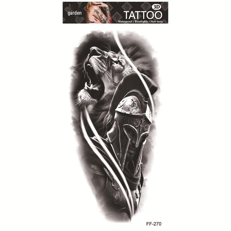 Adesivi per tatuaggi impermeabili Yuanhua - Totem con testa di lupo e disegni di testo arabo