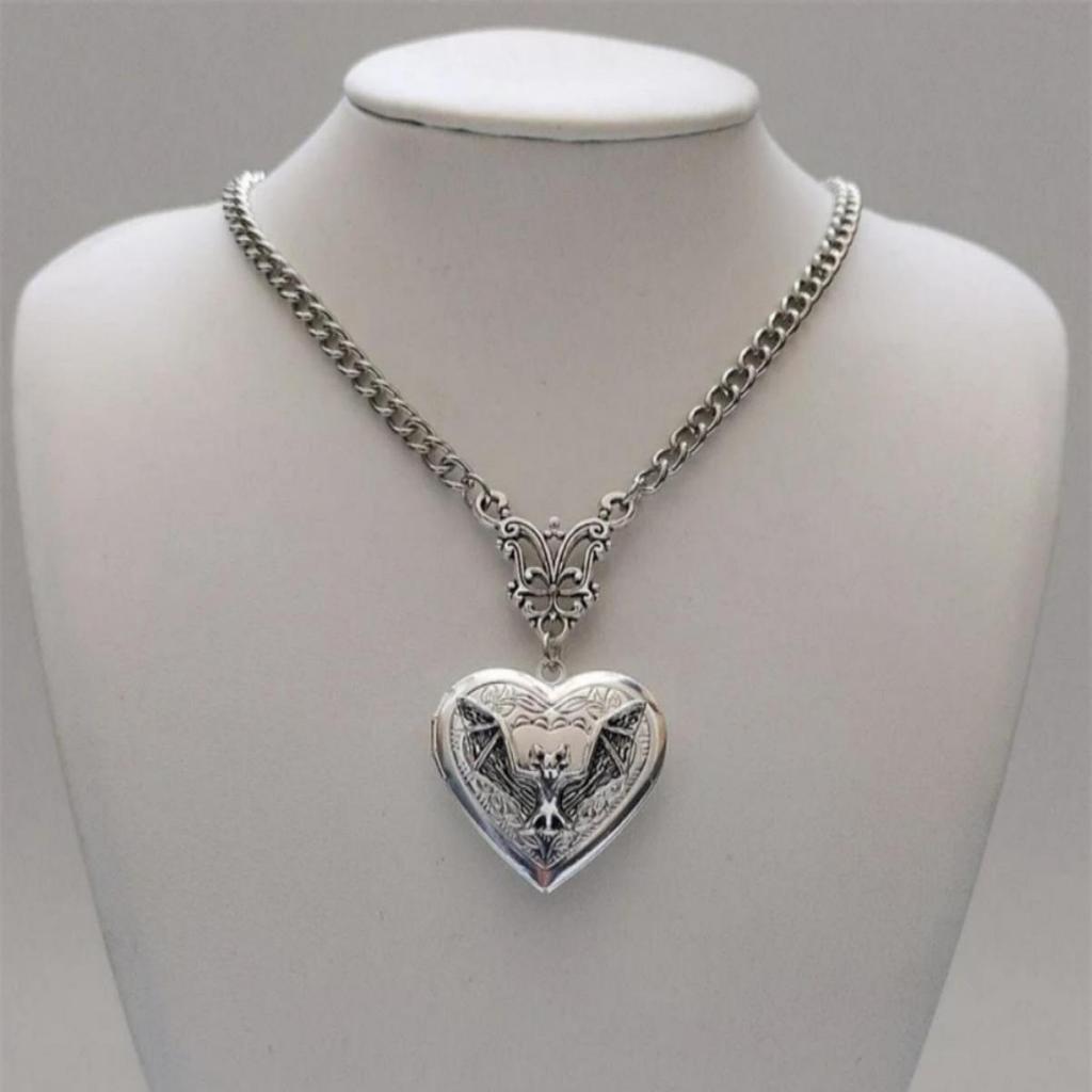 Silver Victorian Heart Photo Locket Necklace