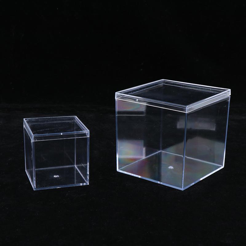1Pc Transparent Acrylic Boxes With Cover Plastic Organizer Small Gift Square Packing Box Food Candy Storage Container For Home