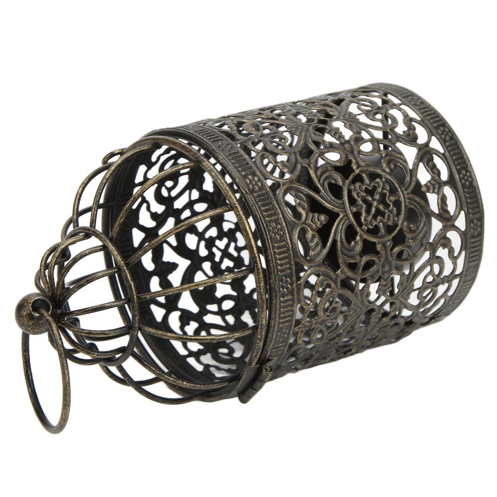 Brush Gold Iron Candle Holder Metal Hanging Candle Lantern Tealight Candle Holder Outdoor Terrace B