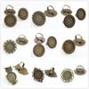 20mm 5 Stück Antik Versilbert Bronze Messing Verstellbare Ringfassungen Leer/Basis,Passend für 20mm Glas Cabochon,Knöpfe;Ringeinfassungen