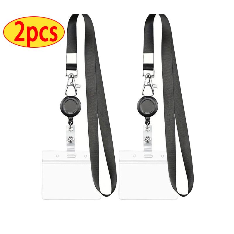Pure Color Retractable Badge Reel Retractable Teacher Lanyard with Name Card Badge Holder Neck Strap Keychian Accessories Gift