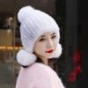 Yutong Women's Winter Mink Hat with Fox Pom and Ear Protection