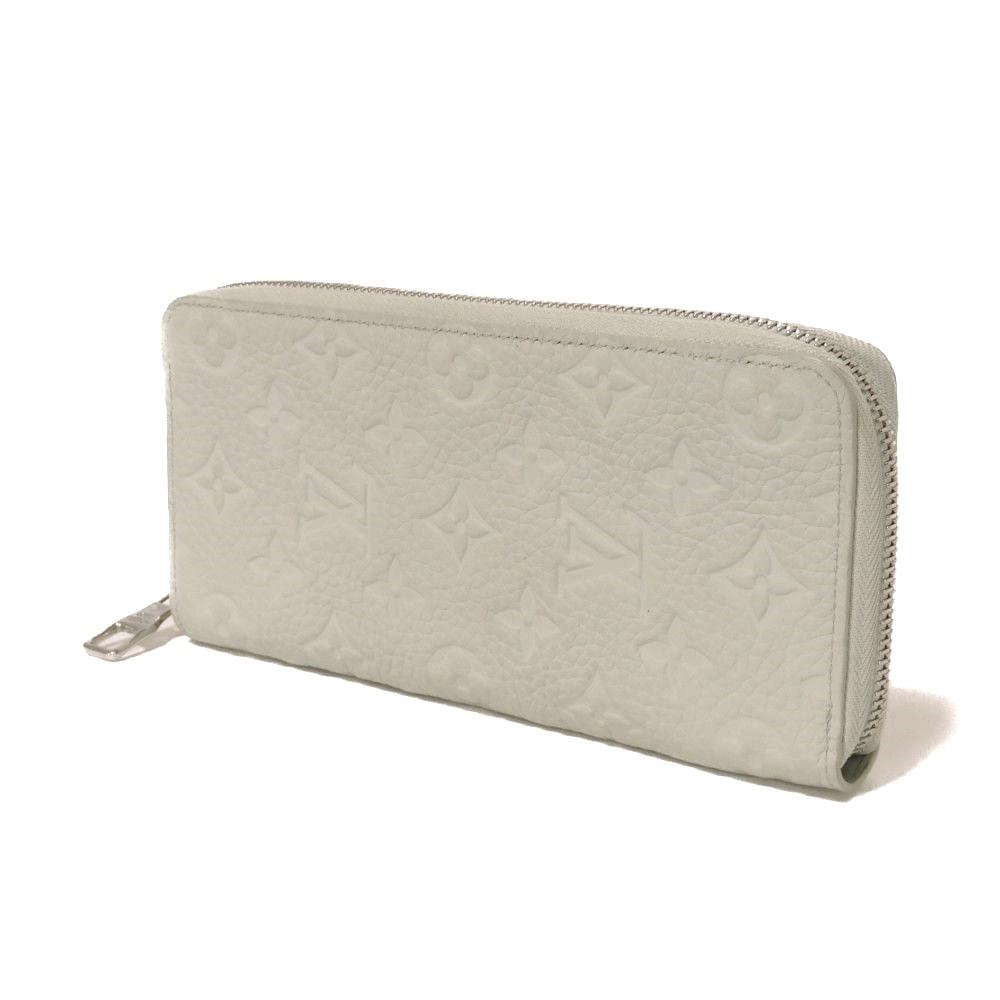 Used 12564 Zippy Wallet Vertical M82597 7940 LV Logo Zip Around RFID Monogram Taurillon Clemence Mineral Gray Men's