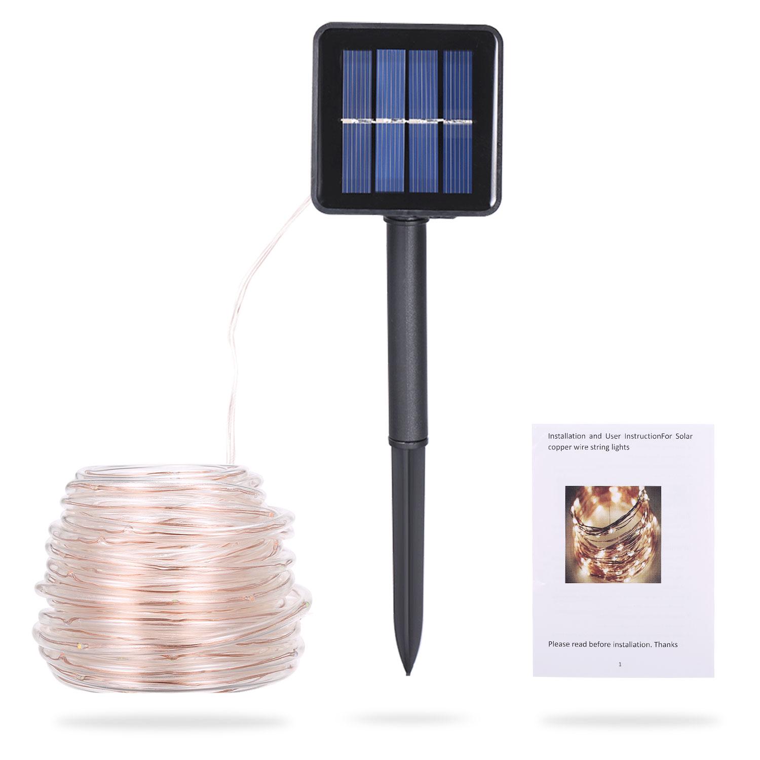 

Energy Saving Solar Tube String Light 12M 100 Lamp Bead 8 Functions Transparent Pipe Copper Wire Outdoor Waterproof 8