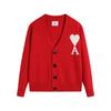 AMI 2025 Classic Couple's Embroidered White Heart Cardigan Wool Sweater