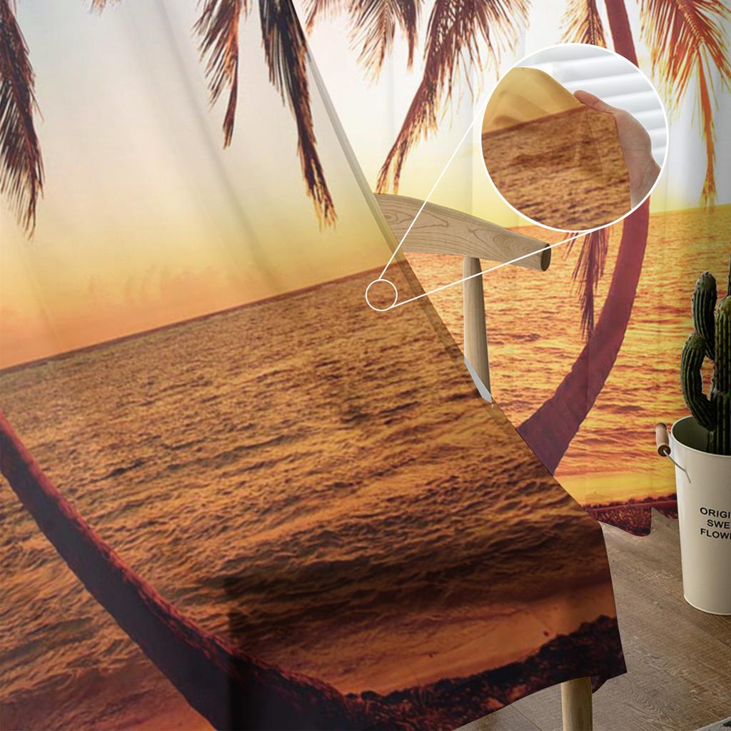 Sunset Coconut Palm Beach Curtain Window Tulle For Living Room Bedroom The Kitchen Window Treatment Decorations Curtains