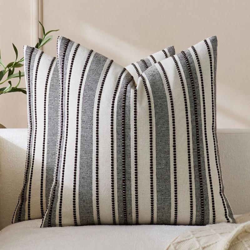 Federe Cuscino Decorativo Strisciate Texturizzate Stile Boho Farmhouse per Arredo Casa Soggiorno Letto
