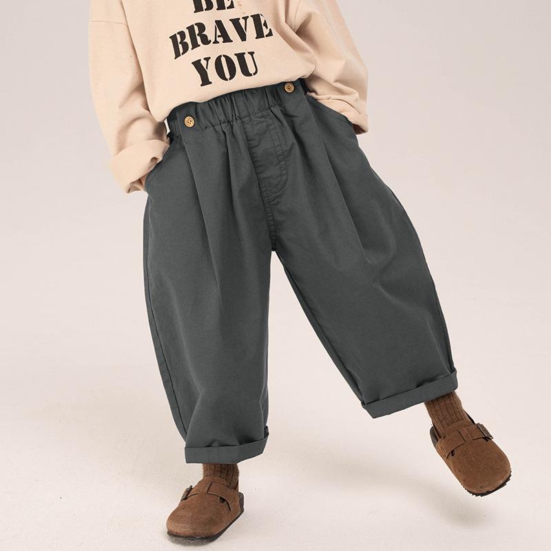 Abbigliamento per Bambini Primavera Autunno Pantaloni Casual da Ragazzo Stile Coreano Largo Colore Unico Pantaloni Casual Semplici