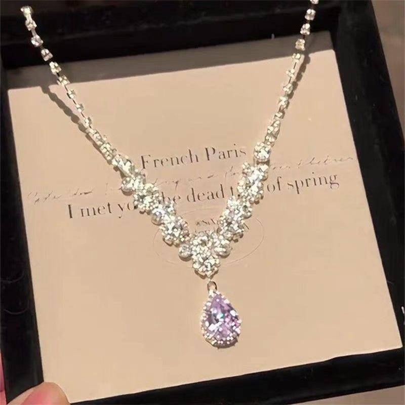 

Элегантное циркониевое колье для женщин Свадебное Роскошное Сверкающее Бриллиантовое Подвеска Цепочка для ключицы Ювелирные изделия