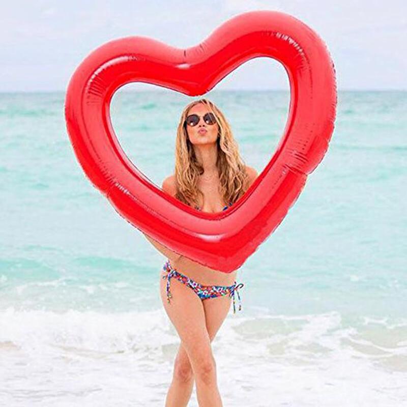 Adult Heart-Shaped Inflatable Swimming Ring