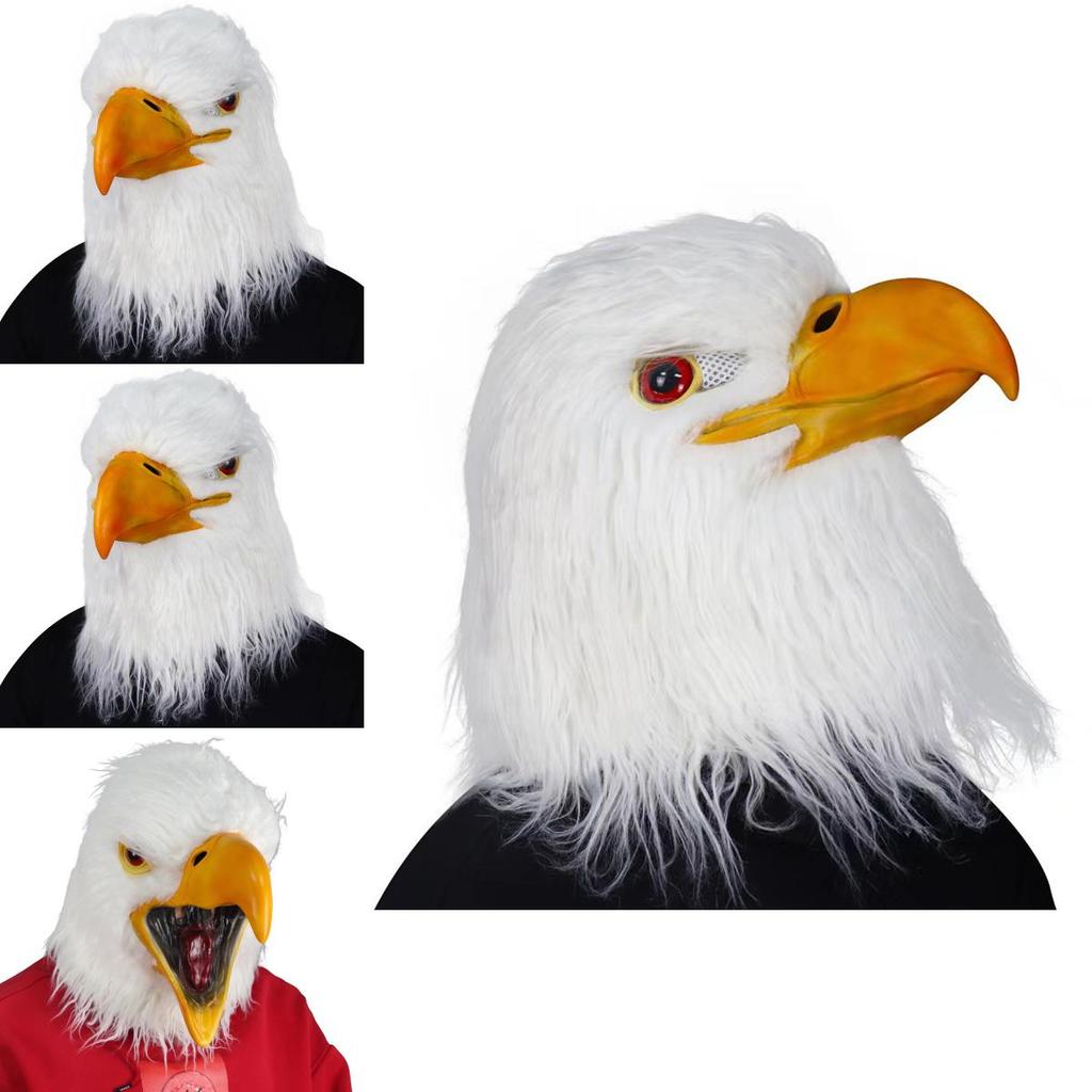 Halloween Tiermaske mit Latexmaterial Weißer Kopf Adler für Kostümdeko