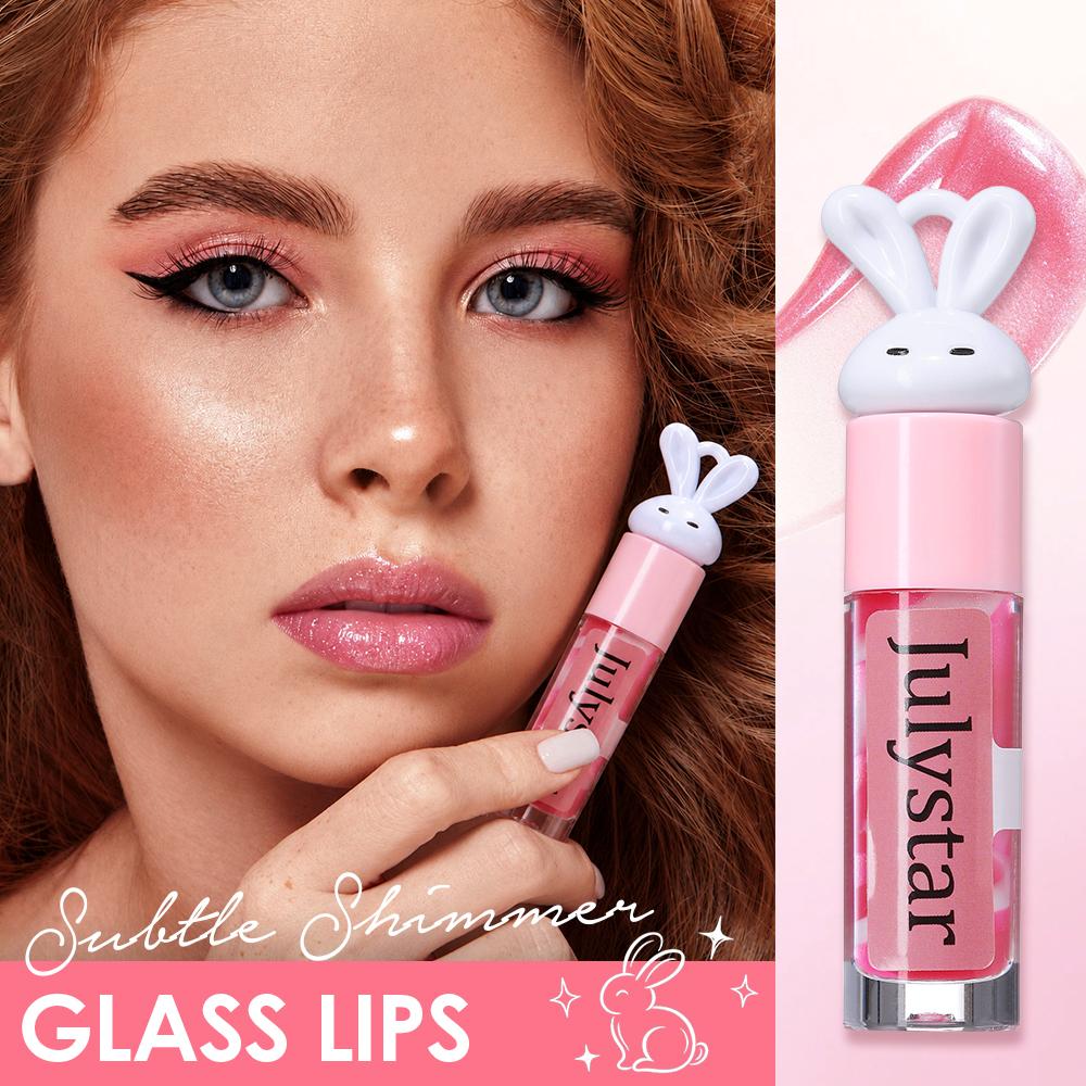 Julystar Cute Bunny Lip Gloss High Shine Water Mirror Lip Glaze Hydrating Long Lasting Glossy Lip Tint Moisturizing Liquid Lipstick Makeup