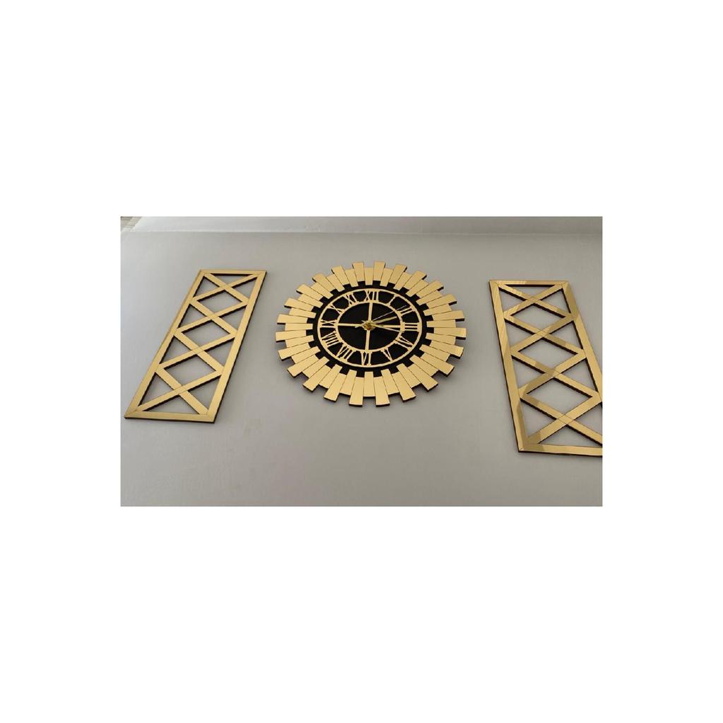 Ceas De Perete De Lux Set De 3 60 Cm Ceas Soare Decorativ Elegant Cu Cifre Romane Mese Cruce 30 X 70 Cm