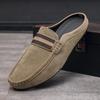 Fashion Lefu Shoes Men's Lightweight Bean Shoes Summer One Step Push Lazy Breathable Casual Half Support Slippers for Men2025