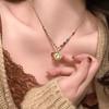 Bohemian Retro Sun Pendant  Necklace Zinc Zinc Alloy Clavicle Chain Retro Glass Bead Necklace  Gift