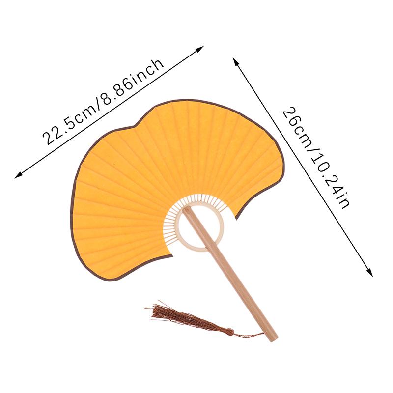 Exquisite Rice Paper Fan Chinese Style Ginkgo Round Fan Props For Photographs Hand Fan Home Decoration Calligraphy Crafts