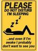 Tin Signs Funny Antique Metal Sign Please Do Not Disturb Im Sleeping Tin Sign Vintage Decoration Garage Home Garden Cafes Kitch
