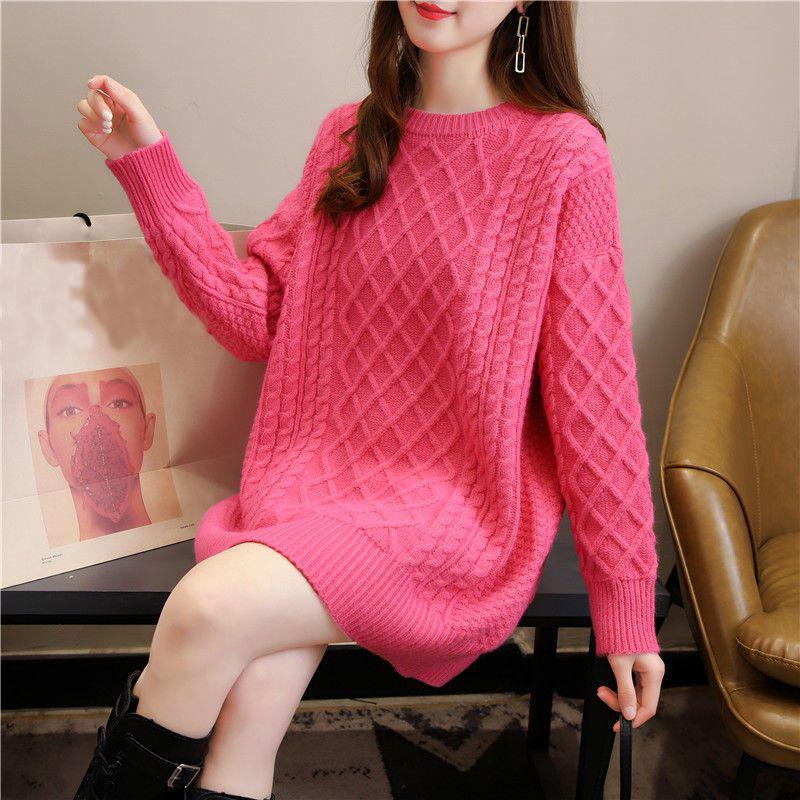Svetr svetr podzimní a zimní svetr módní svetr volný dlouhý rukáv o krk smažené těsto twist svetr dámské