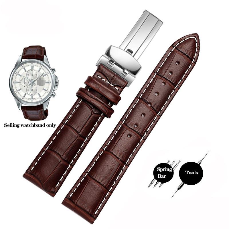 20mm 22mm Genuine Leather Watchband Casio BEM-501 506 307 EDIFICE Series EFB-530 MTP-1303 Watch Band Bracelet Strap Black Brown